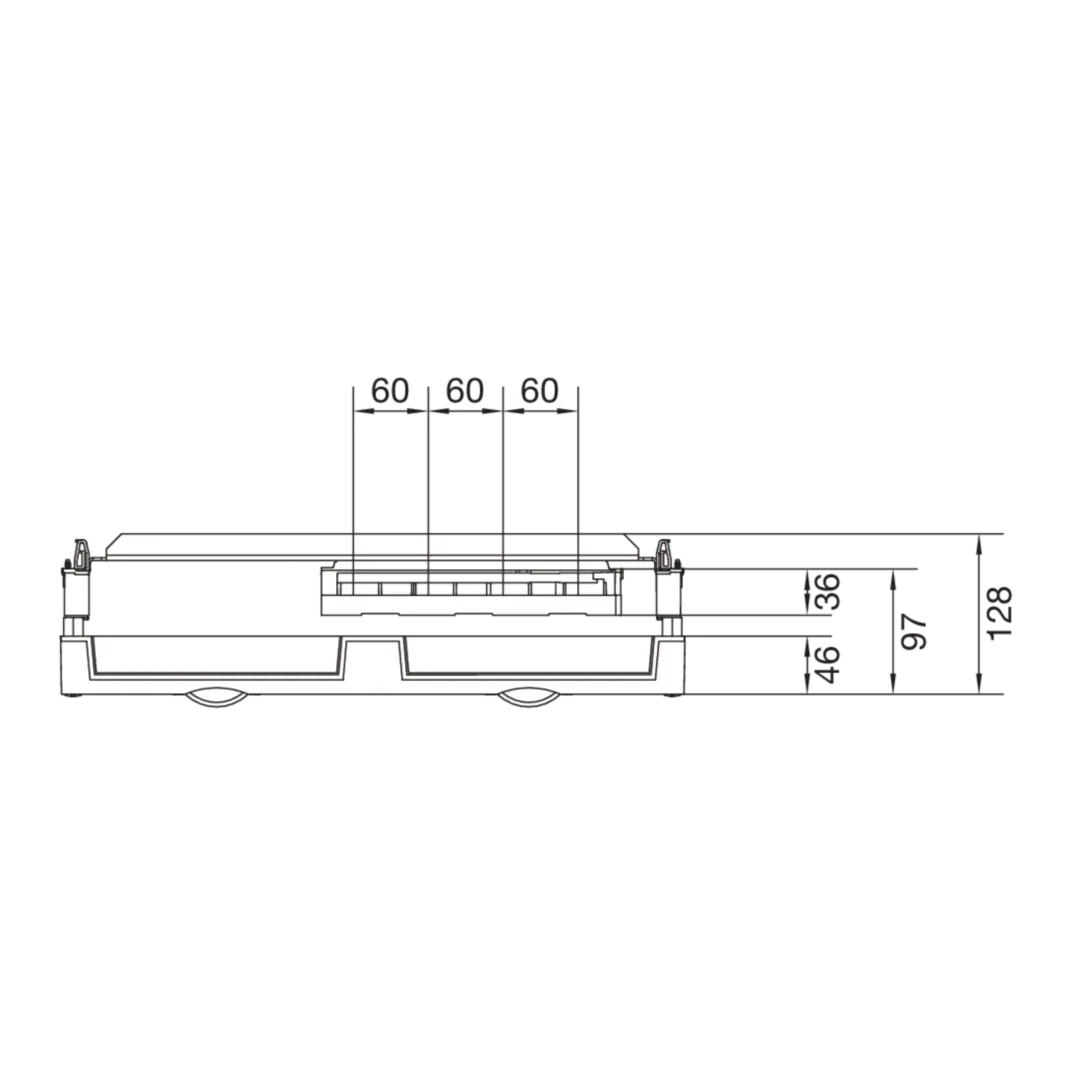 UE32C7N - Bouwsteen, 450x500mm, voor 7x NH00-lastscheiderstrook, 60mm, verticaal