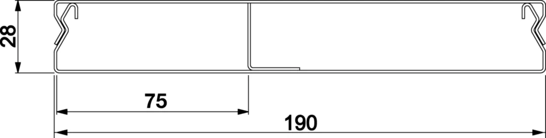 UK190282 - Unterflurkanal 2-zügig estrichüberdeckt aus Stahlblech UK 190x28mm