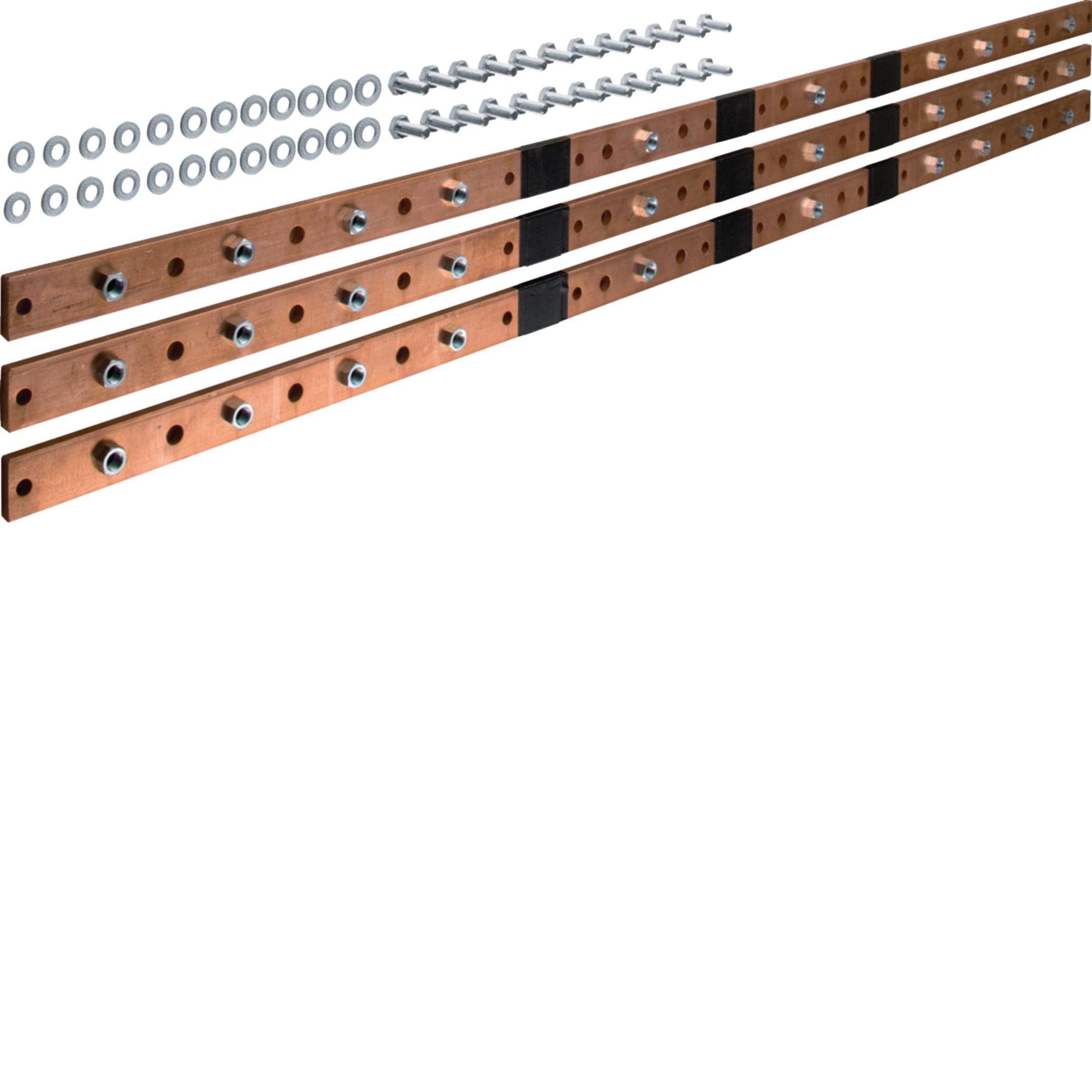 CU-Schiene, universN, 40x10mm, 6feldig, für 9 Trennerleisten NH1-3, (3 Stück)