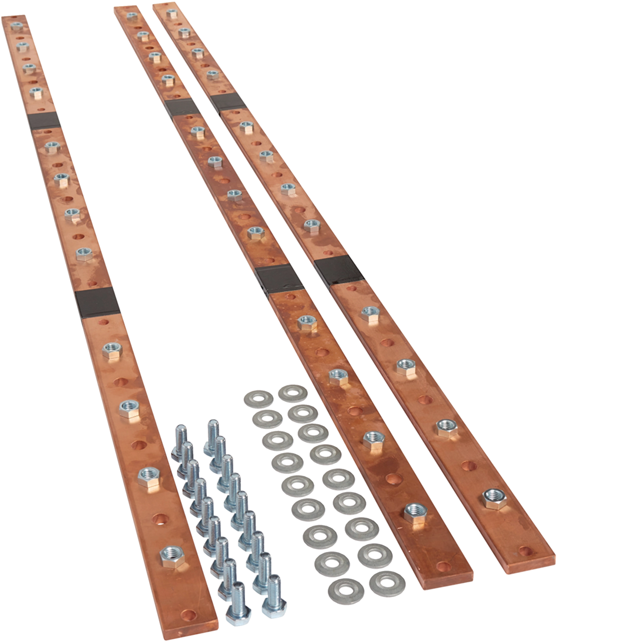 CU-Schienen, univers, 40x10mm, 6feldig, für 12 Trennerleisten NH1-3, (3 Stück)