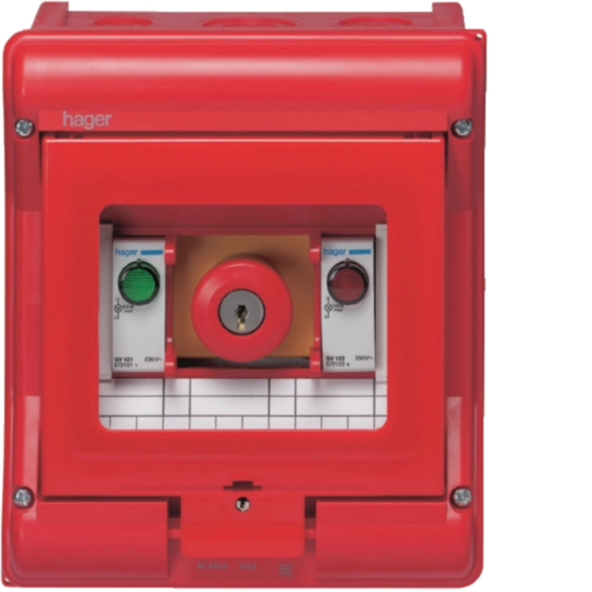 VE105U - Coffret sécurité Vector IP55 IK07 cl.II équipé coup de poing 4+2 modules