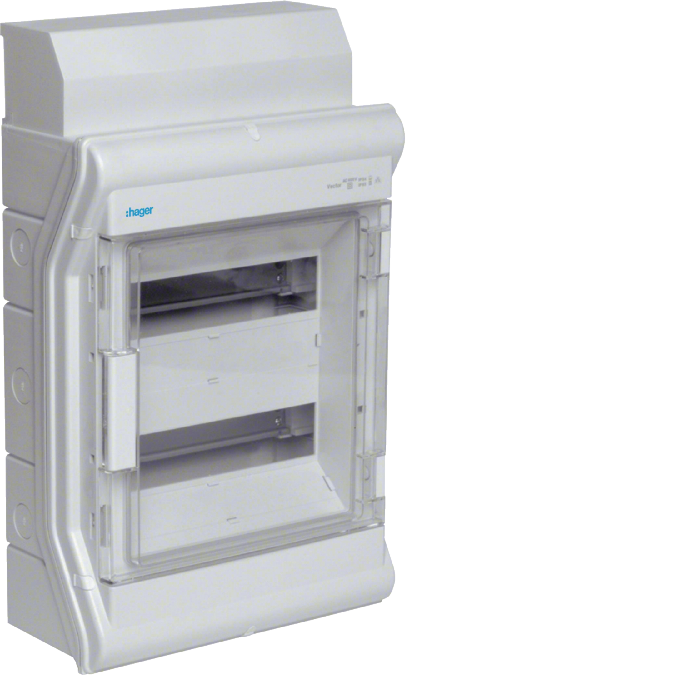 Kleinverteiler vector, Aufputz, IP65, 24 PLE, Klarsichttür, mit Rangierkanal