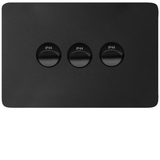 WBHWSH3-MB - Allure 3-Gang 2-Way Switch IP44 Horizontal Black 16A Flush Screw Terminals