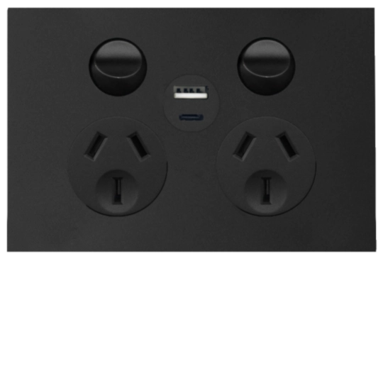WBQP2SUSBAC-MB - UNI. Twin Socket  + USB A+C  MB