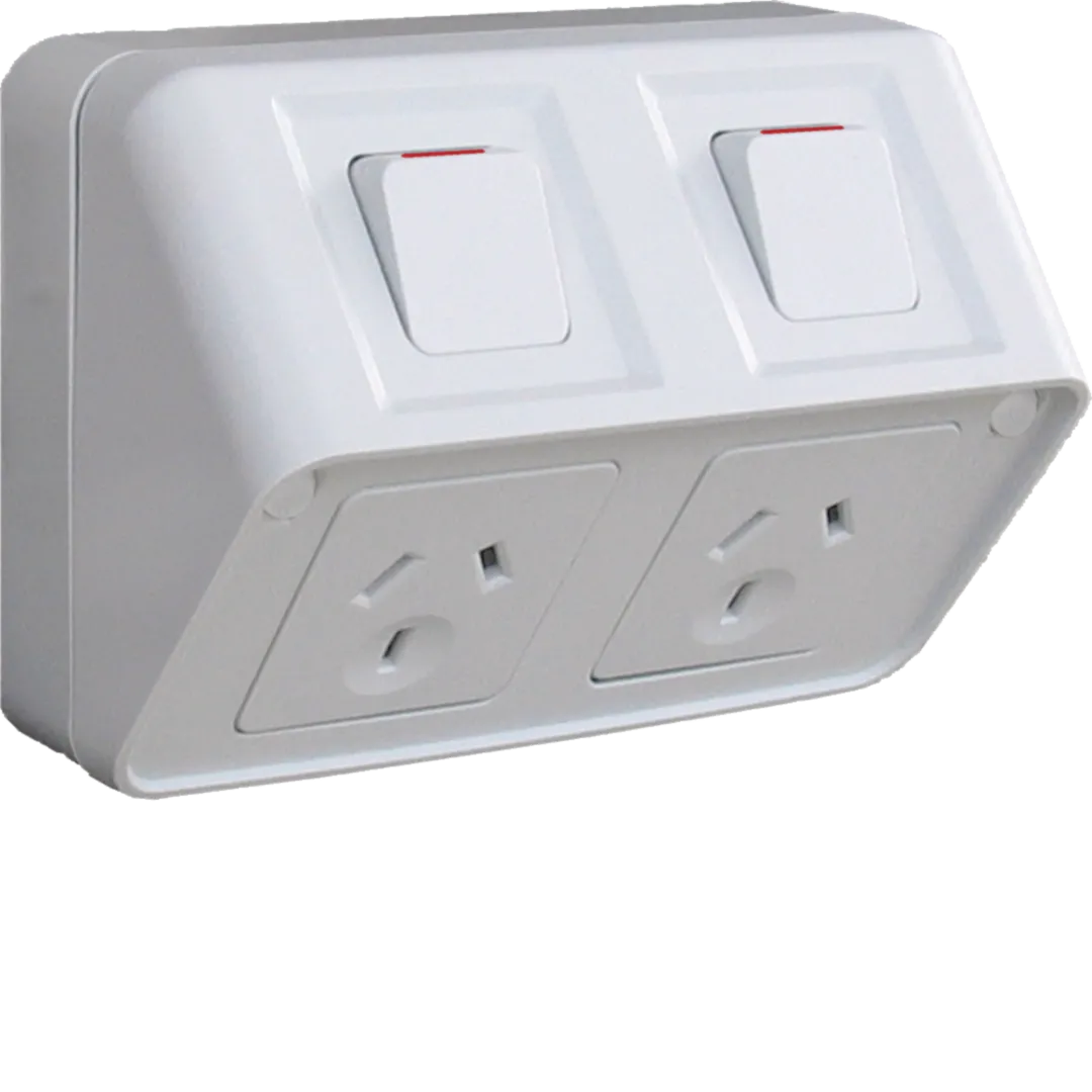 WBWP2SH - Socket IP53 Twin horizontal 10A Shallow mount