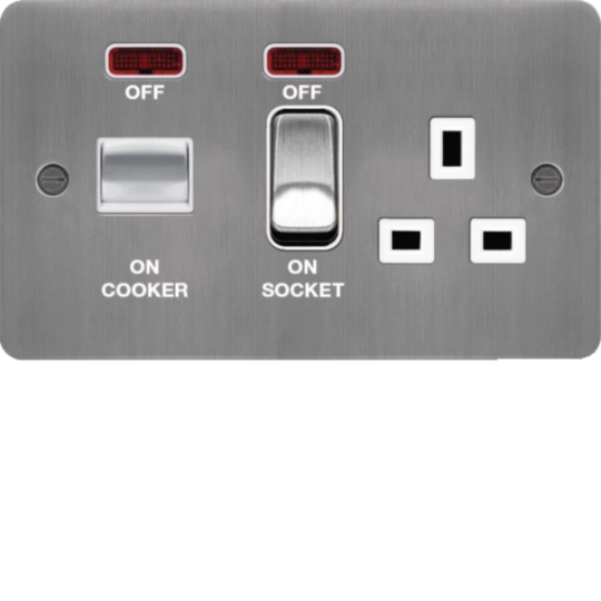 WFCC50NBSW - 45A Cooker Control Unit Brushed Steel White Insert