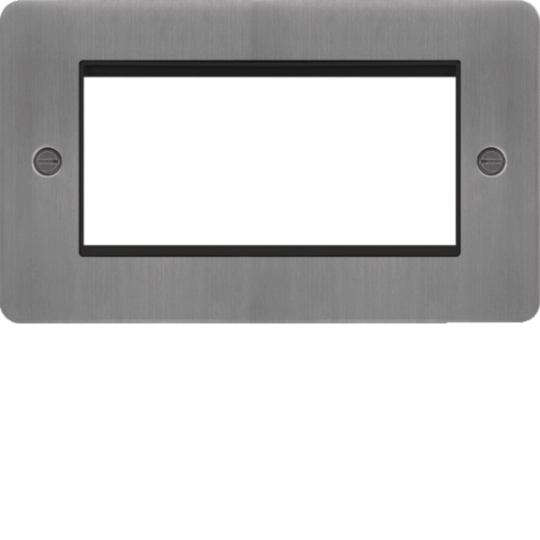 WFP4EUBSB - Euro Style Plate 4 Module  Brushed Steel Black Insert
