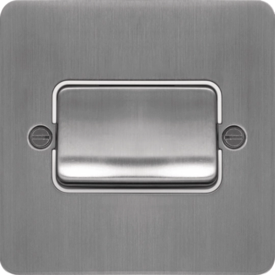 WFPS12WBSW - 10AX 1 Gang 2 Way Wall Switch Wide Rocker Brushed Steel White Insert