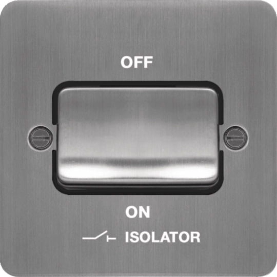 WFPS3PIBSB - 3 Pole Isolator switch Brushed Steel Black Insert