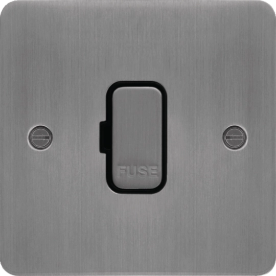 WFSU83BSB - 13A FCU Unswitched Brushed Steel Black Insert