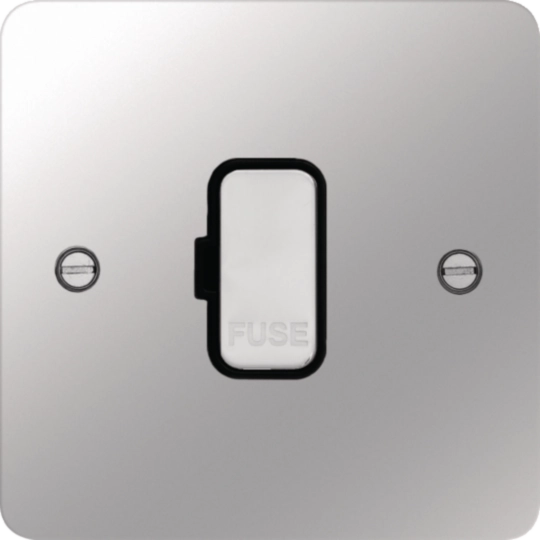 WFSU83PSB - 13A FCU Unswitched Polished Steel Black Insert