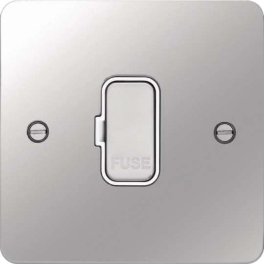 WFSU83PSW - 13A FCU Unswitched Polished Steel White Insert
