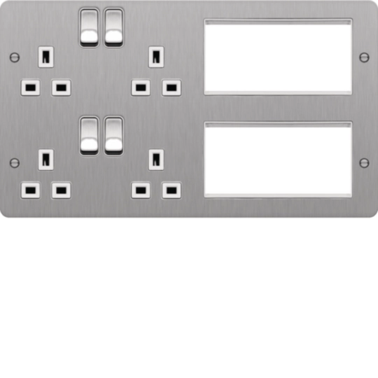 WFTVLPBSW - Lounge Plate for TV, Power & Data Brushed Steel White Insert
