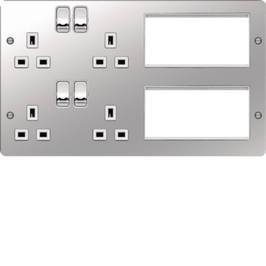 WFTVLPPSW - Lounge Plate for TV, Power &amp; Data Polished Steel White Insert