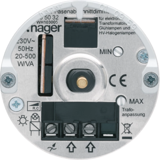 WH103005E - Einsatz zu Drehdimmer Hager Phasenabschnitt 20…550W Bauart E