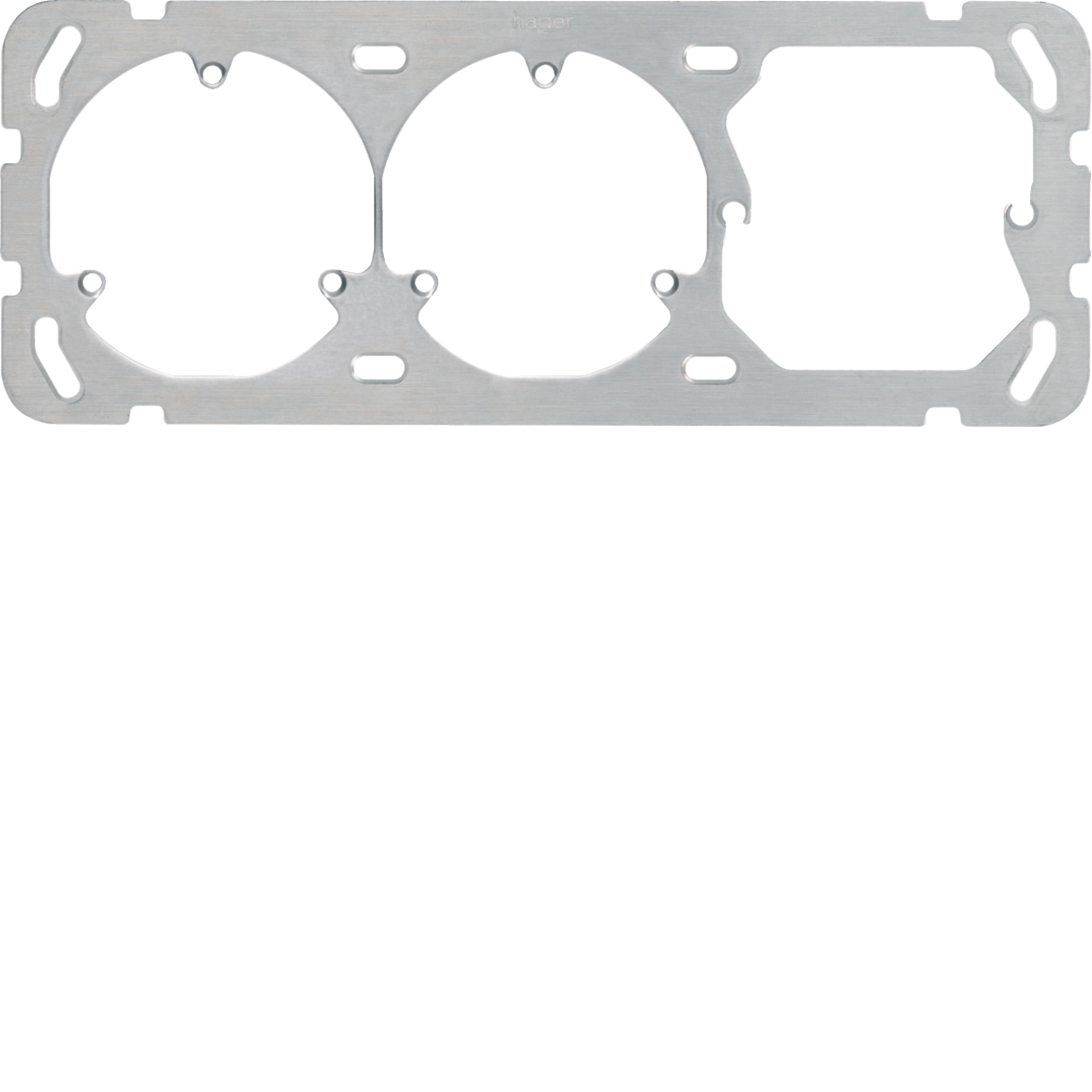 WH10955682Z - Plaque de fixation HA grd.I-I-I, horizontale 77×197mm, 2×3-points+52mm aluminium