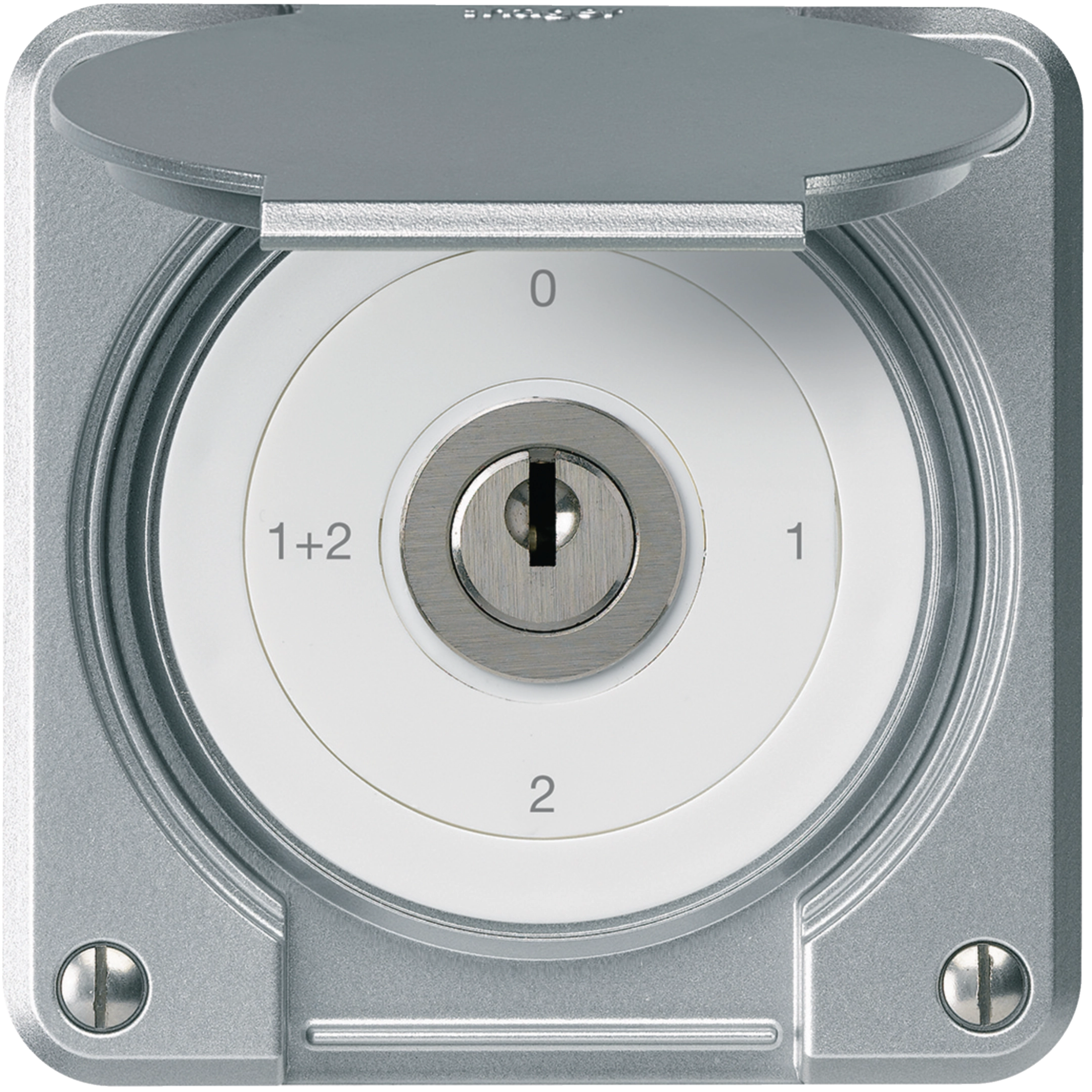 WH36184449A - UP-Schlüsselschalter robusto IP55 mit Klappdeckel S1/1P aluminium f.Kombination