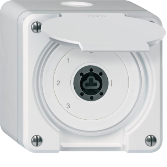 WH36187200Q - Interrupteur à clé AP robusto IP55 avec clapet sans cylindre S5/1P blanc