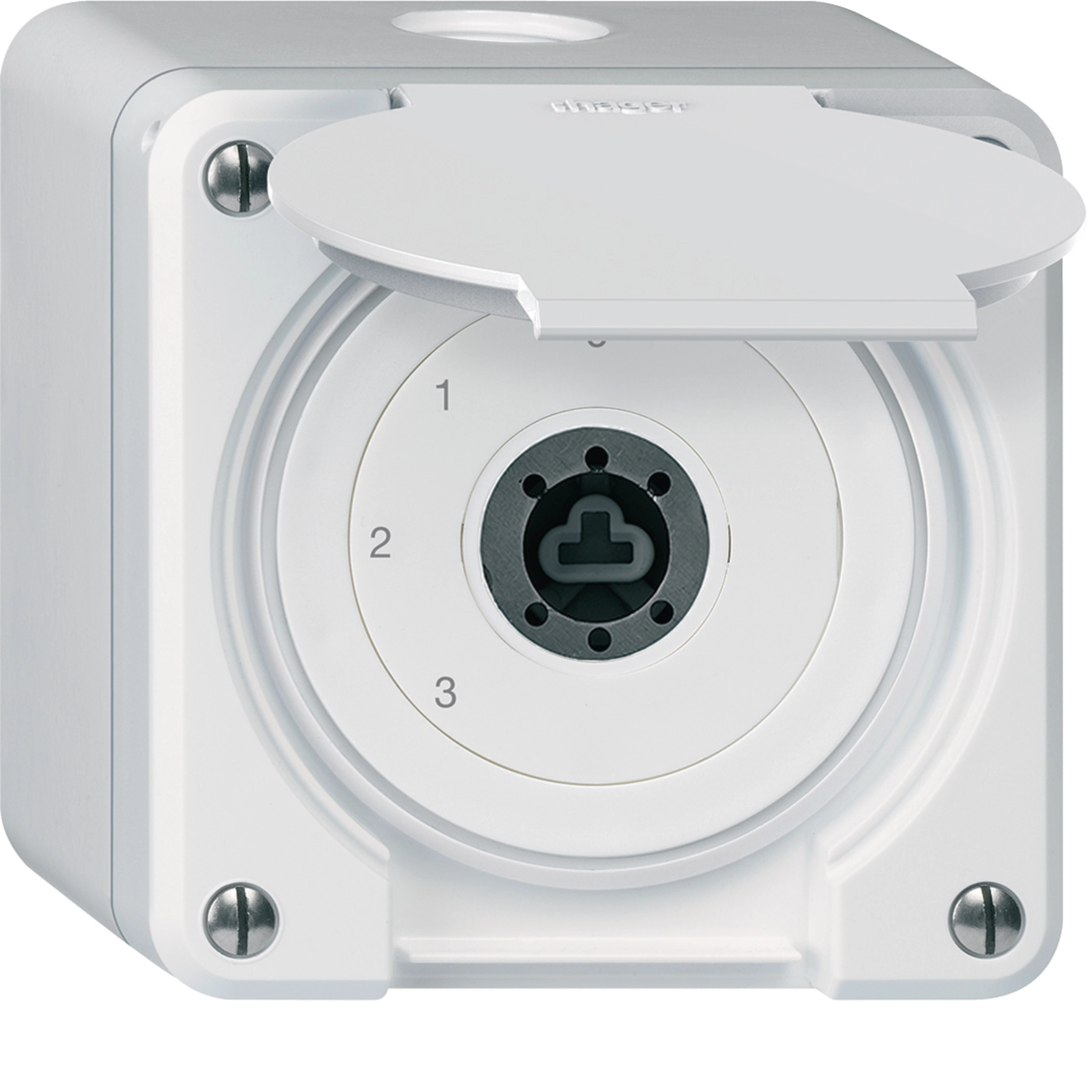 WH36187200Q - Interrupteur à clé AP robusto IP55 avec clapet sans cylindre S5/1P blanc