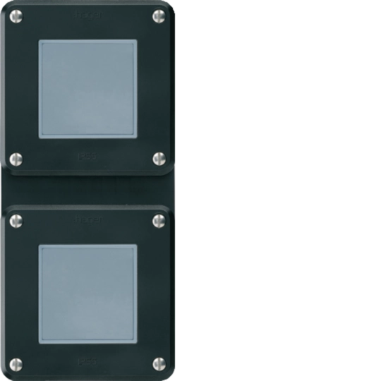 WH36911505C - UP-Kombination Hager robusto IP55 I-I vertikal S3/1L+S3/1L schwarz