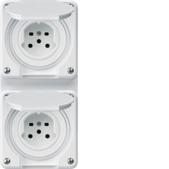 WH36911700C - UP-Kombi 2×1 HA robusto 2×Typ 15 mit Steckklemmen mit Klappdeckel weiss