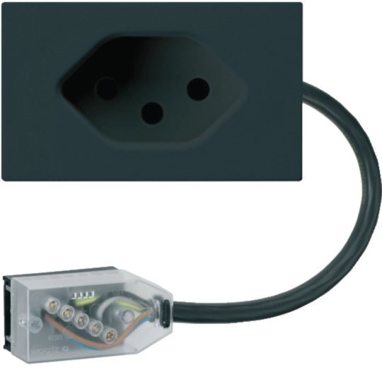 WH37682105D - EB-Steckdose 1×Typ 13 Hager FLF für Flachkabel Technofil L1 schwarz
