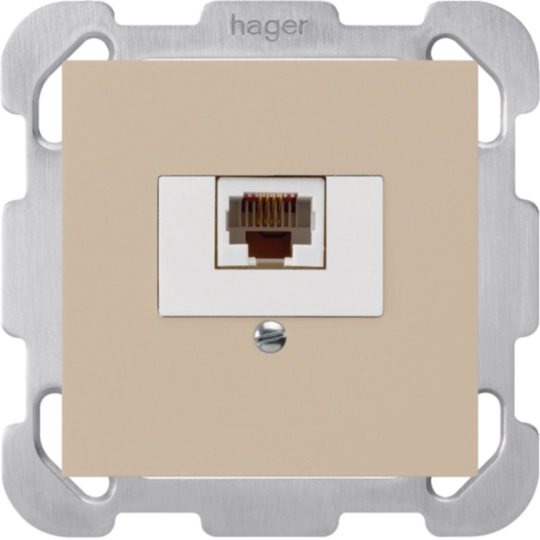 WH50400807B - Boîte ENC kallysto 1×RJ45u beige avec plaque de fixation