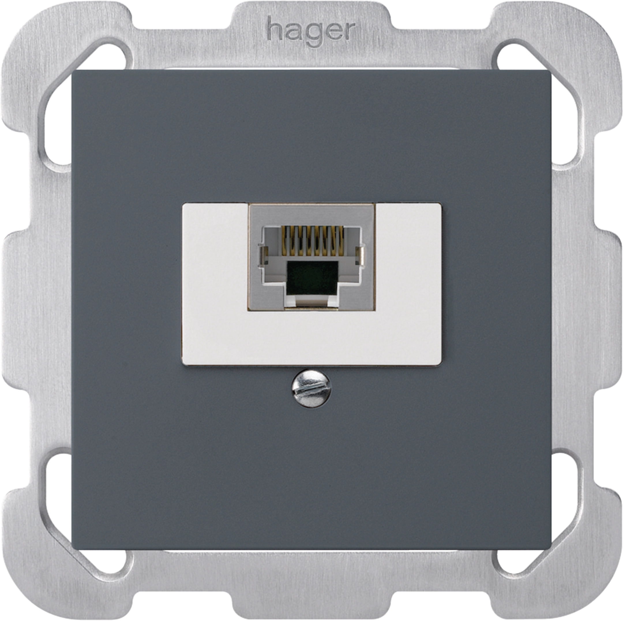 WH50400904B - Boîte ENC kallysto 1×RJ45s anthracite avec plaque de fixation