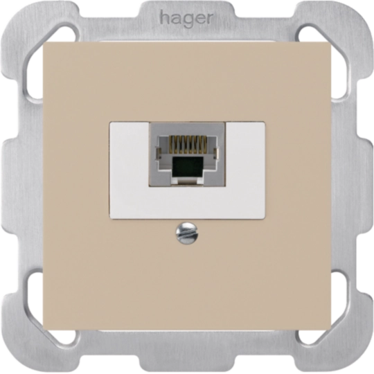 WH50400907B - Boîte ENC kallysto 1×RJ45s beige avec plaque de fixation