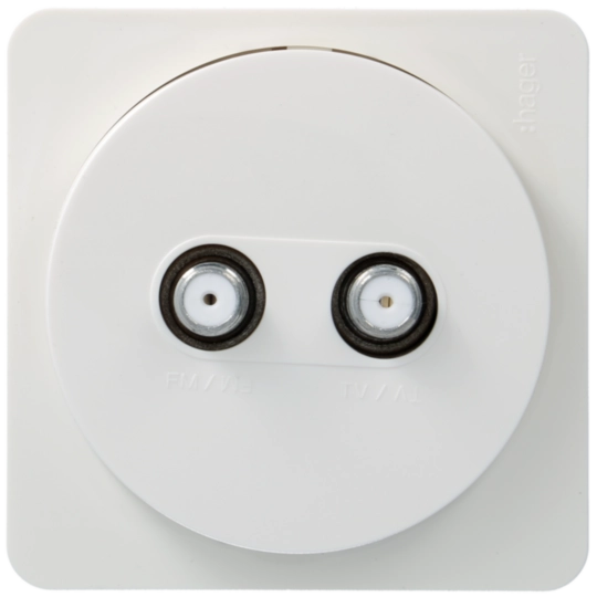 WJC258B - Prise TV double type F pour réseaux câblés ateha complet