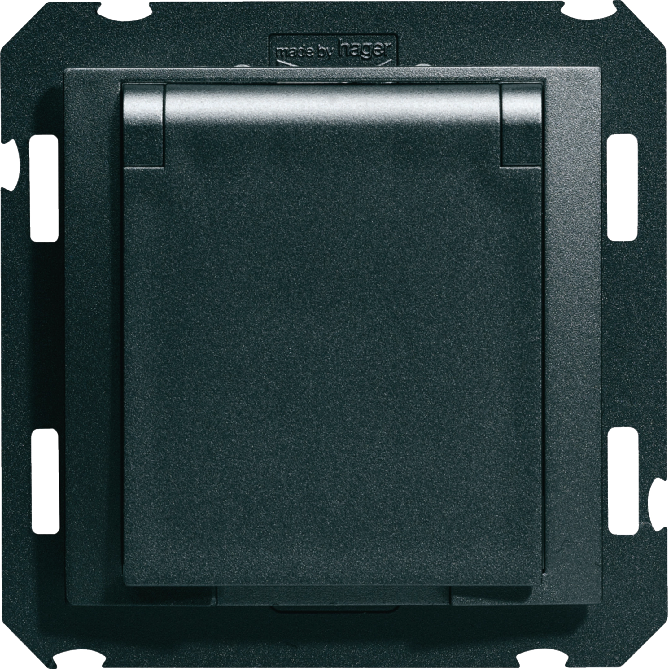 Enjoliveur Prise TV Hager Kallysta - Couleur Carbone, Modèle WK740C, Neuf Sous Blister