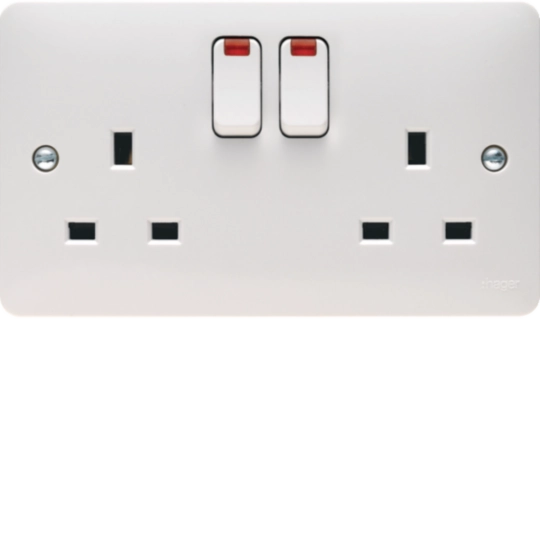 WMSS82N - 2 Gang Double Pole Switched Socket Dual Earth with LED Indicators