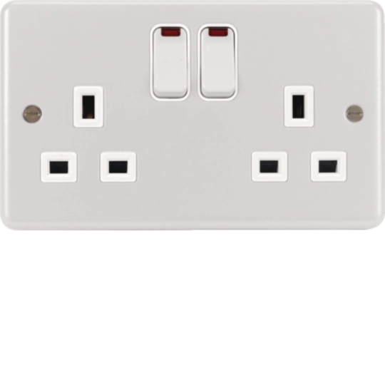 WPSS82NW - 2 Gang Double Pole Switched Socket with LED Indicator White