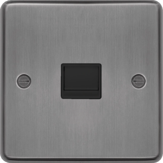 WRBTSBSB - Secondary Telephone Socket Brushed Steel Black Insert