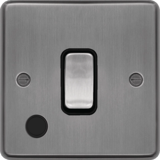 WRDP84FOBSB - 20A Double Pole Switch with Flex Outlet Brushed Steel Black Insert
