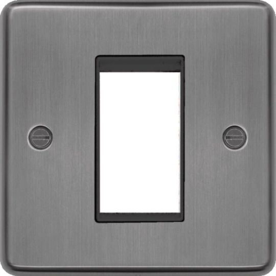 WRP1EUBSB - Euro Style Plate 1 Module  Brushed Steel Black Insert
