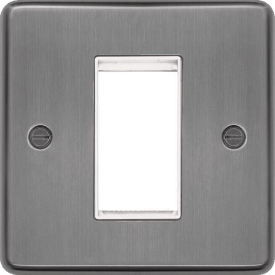 WRP1EUBSW - Euro Style Plate 1 Module  Brushed Steel White Insert