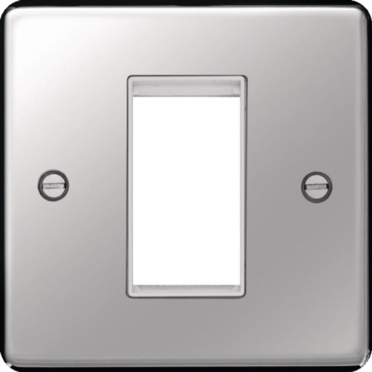 WRP1EUPSW - Euro Style Plate 1 Module Polished Steel White Insert