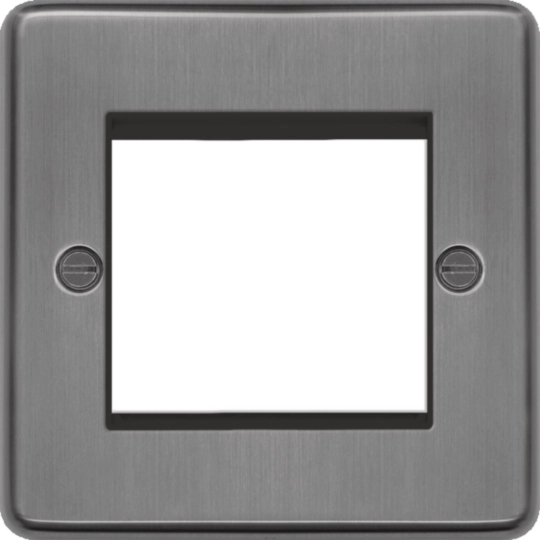 WRP2EUBSB - Euro Style Plate 2 Module  Brushed Steel Black Insert