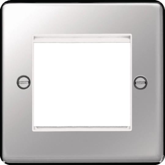 WRP2EUPSW - Euro Style Plate 2 Module Polished Steel White Insert