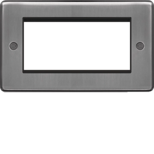 WRP4EUBSB - Euro Style Plate 4 Module  Brushed Steel Black Insert