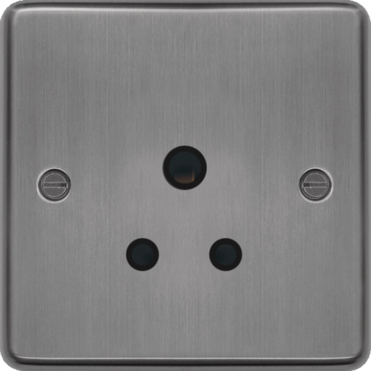 WRS51BSB - 5A 1 Gang Unswitched Socket Brushed Steel Black Insert