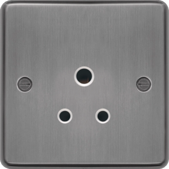 WRS51BSW - 5A 1 Gang Unswitched Socket Brushed Steel White Insert