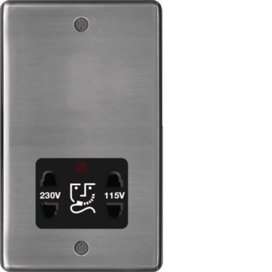 WRSO100BSB - 115/230V Shaver Outlet Brushed Steel Black Insert