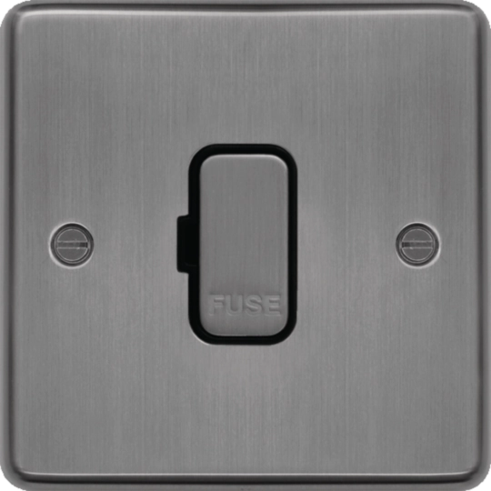 WRSU83BSB - 13A FCU Unswitched Brushed Steel Black Insert
