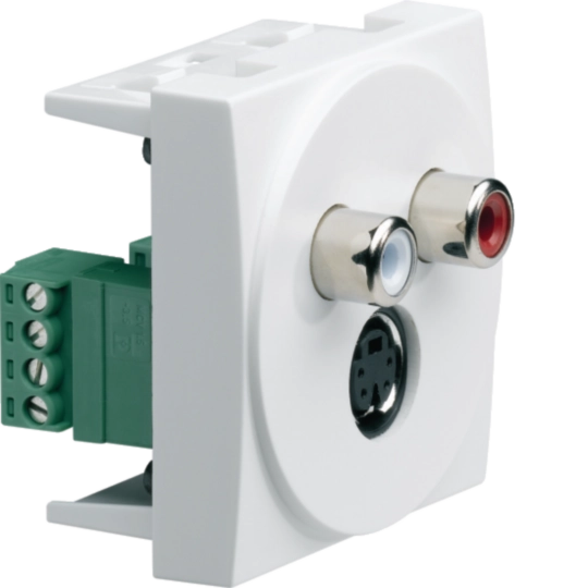 WS279 - Prise S-Video + Audio RCA Systo à visser 2 modules Blanc