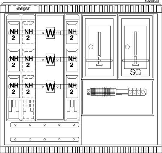 ZAW102AH1 - Wandler- und Messschrank, universN, bis 250 A, TN-S Netz, HanseWerk/Stw.Schwerin