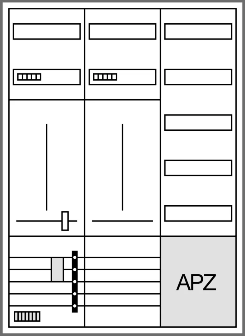 ZB332U25LS - Komplettschr.k, univ.Z, 1100x800x205mm, SKII, IP44, 2ZP/VF-5rh/APZ, 3-feld, VBEW
