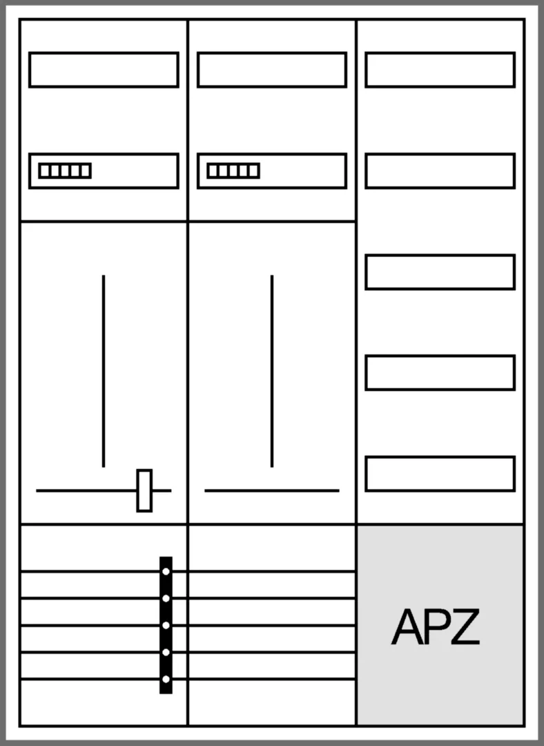 ZB333U25N - Komplettschrank, univers Z, 1100x800x205mm, SKII, IP44, 2ZP/VF-5rh/APZ, 3-feld