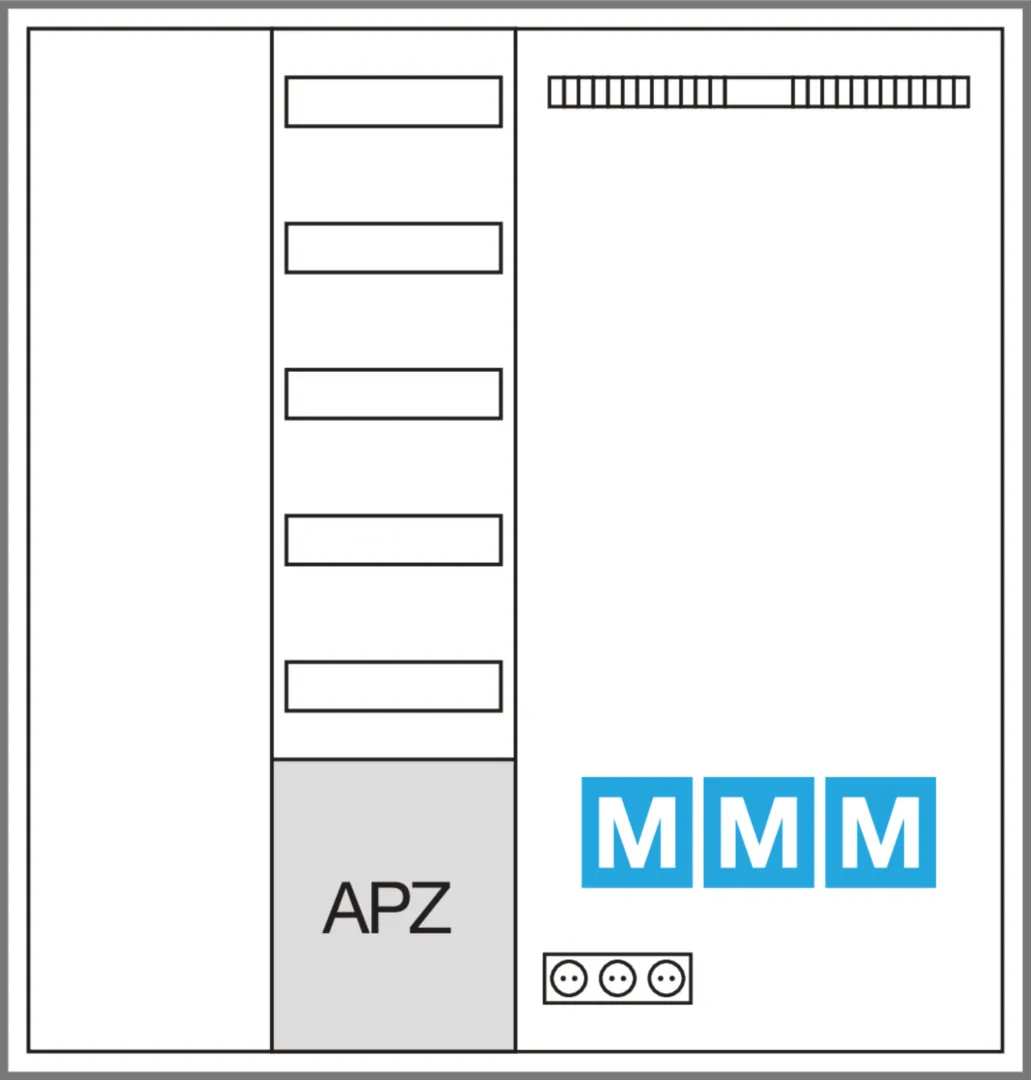 ZB34APZ2 - Systemschr., Multimedia, univ.Z, 1100x1050x205mm, SKII, IP44, VF-5rh/APZ, 4feld